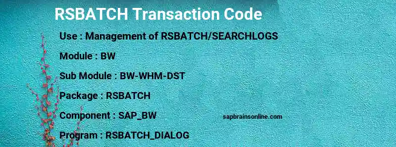 SAP RSBATCH transaction code