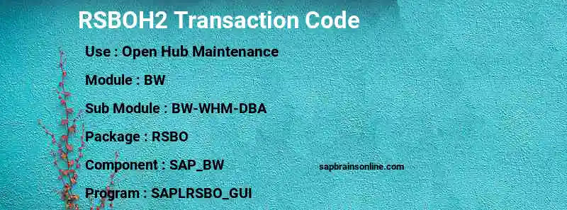 SAP RSBOH2 transaction code