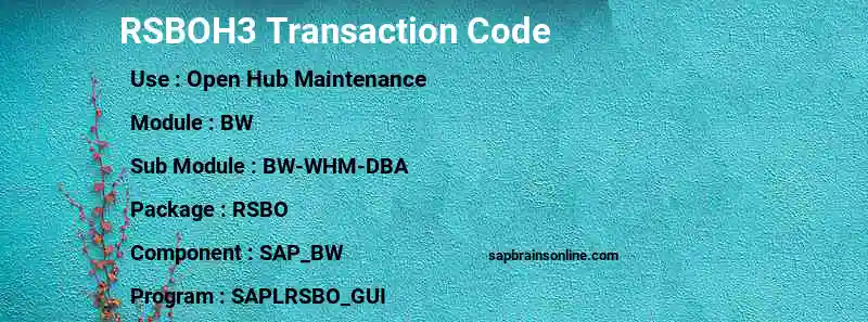 SAP RSBOH3 transaction code