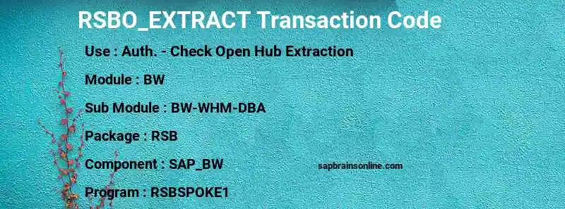 SAP RSBO_EXTRACT transaction code