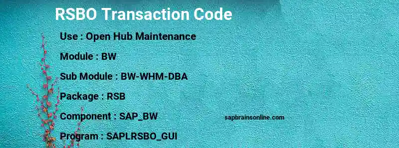 SAP RSBO transaction code
