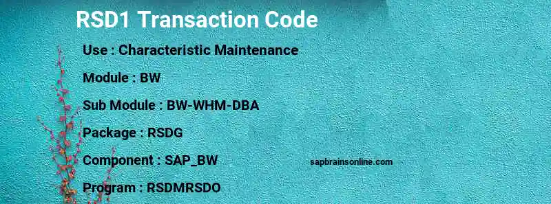 SAP RSD1 transaction code