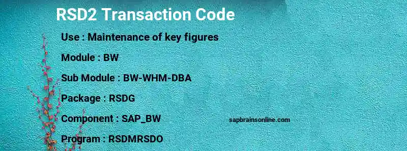SAP RSD2 transaction code