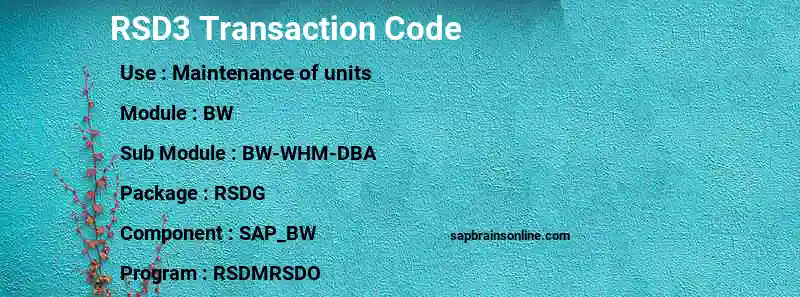 SAP RSD3 transaction code