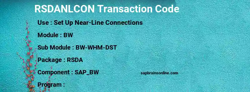 SAP RSDANLCON transaction code