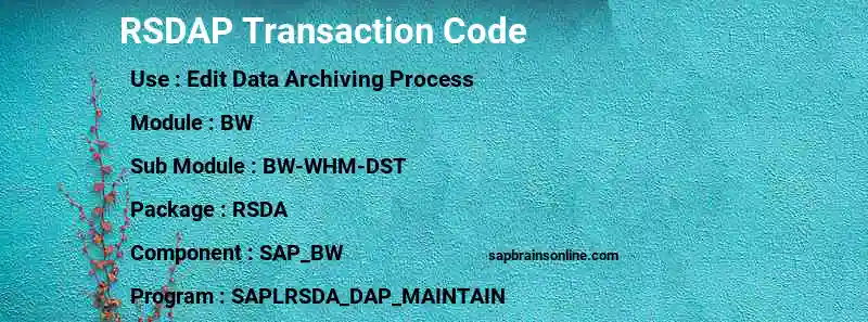 SAP RSDAP transaction code