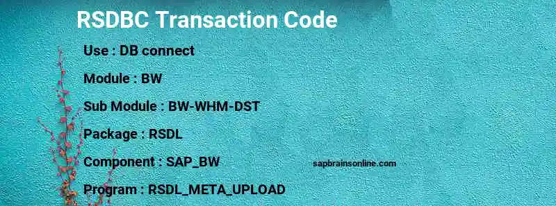 SAP RSDBC transaction code