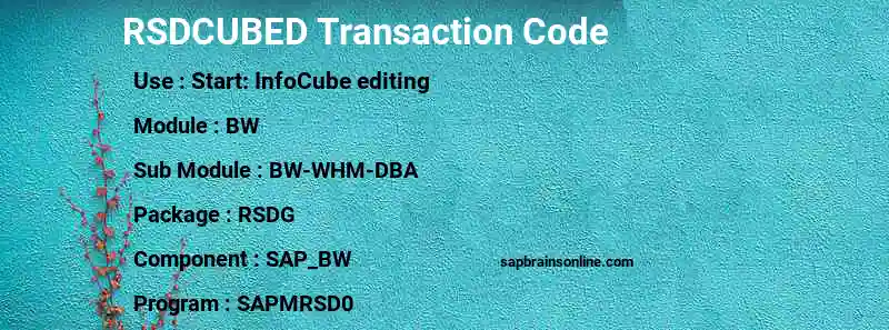 SAP RSDCUBED transaction code