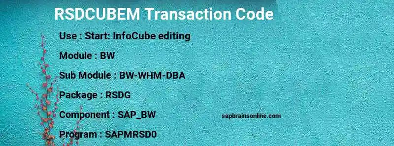 SAP RSDCUBEM transaction code