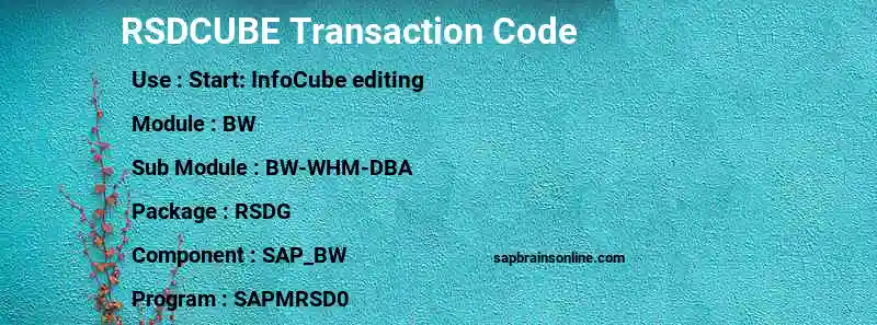 SAP RSDCUBE transaction code