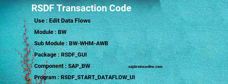 SAP RSDF transaction code