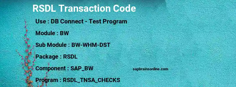 SAP RSDL transaction code