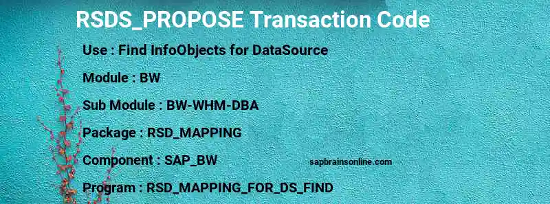 SAP RSDS_PROPOSE transaction code