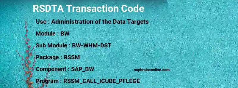SAP RSDTA transaction code