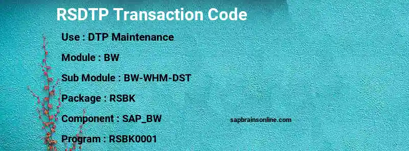 SAP RSDTP transaction code