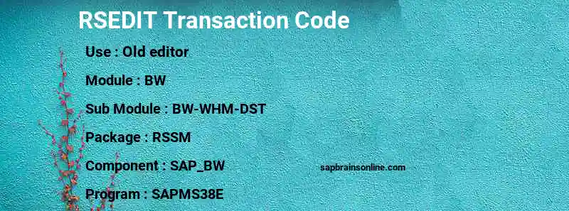 SAP RSEDIT transaction code