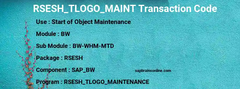 SAP RSESH_TLOGO_MAINT transaction code