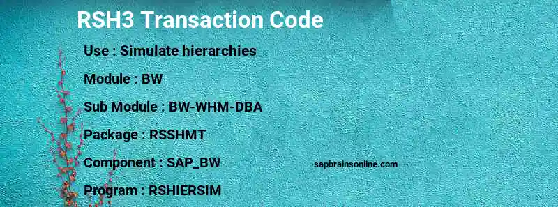 SAP RSH3 transaction code
