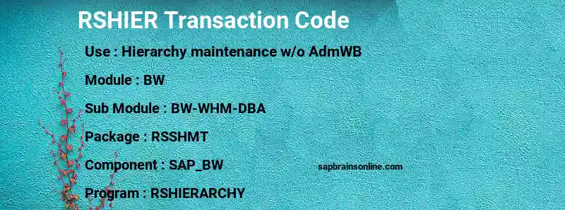 SAP RSHIER transaction code