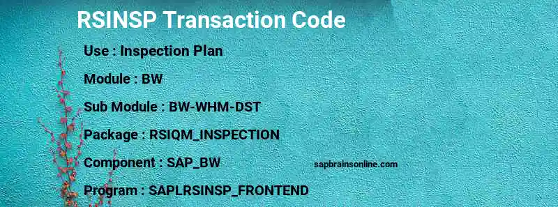 SAP RSINSP transaction code