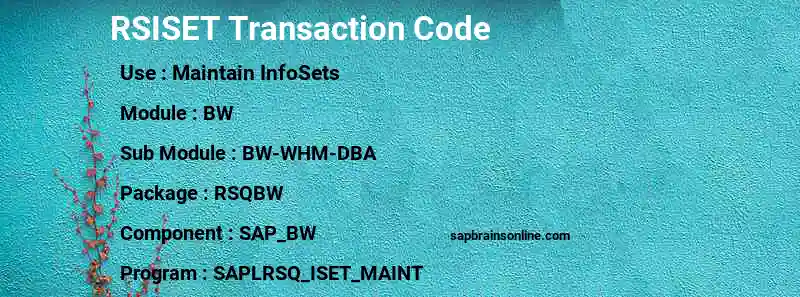 SAP RSISET transaction code