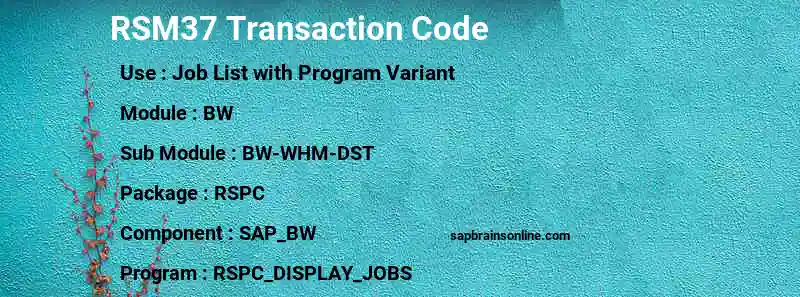 SAP RSM37 transaction code