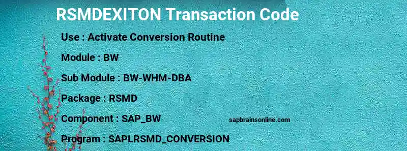 SAP RSMDEXITON transaction code