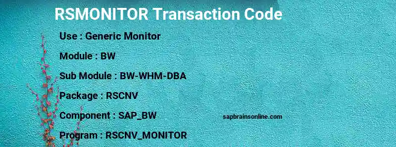 SAP RSMONITOR transaction code
