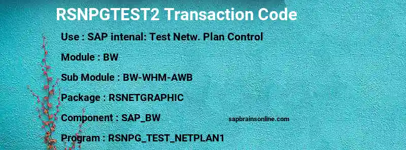 SAP RSNPGTEST2 transaction code