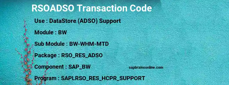 SAP RSOADSO transaction code