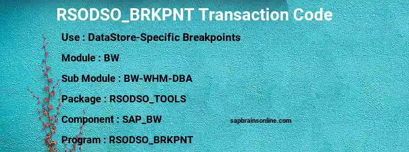 SAP RSODSO_BRKPNT transaction code