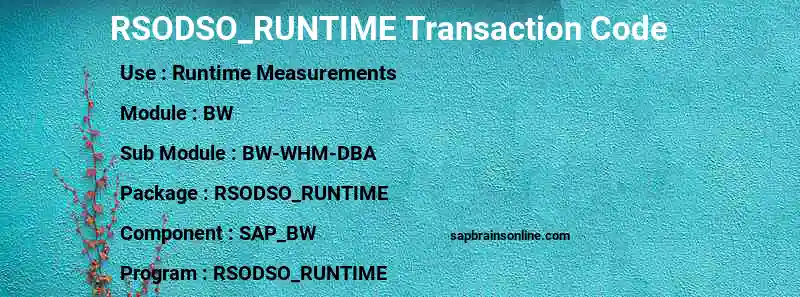 SAP RSODSO_RUNTIME transaction code