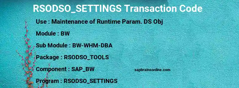 SAP RSODSO_SETTINGS transaction code