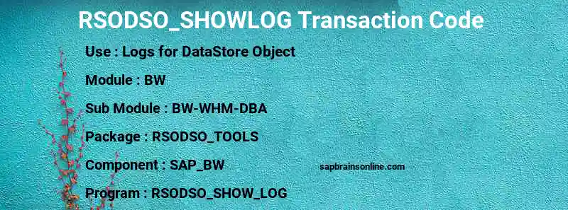 SAP RSODSO_SHOWLOG transaction code