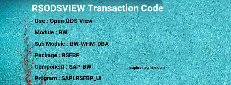 SAP RSODSVIEW transaction code