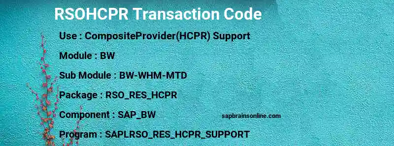 SAP RSOHCPR transaction code