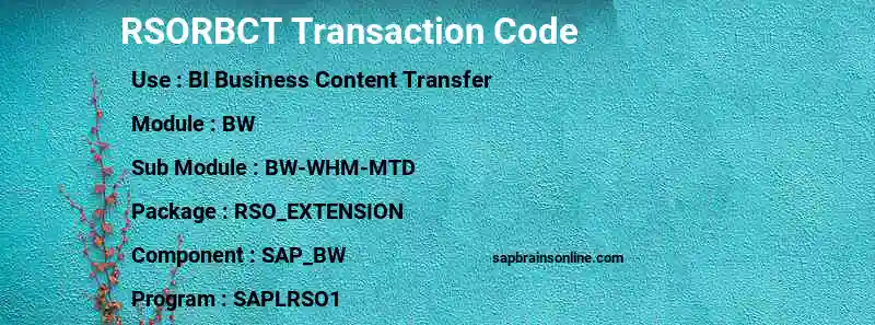 SAP RSORBCT transaction code