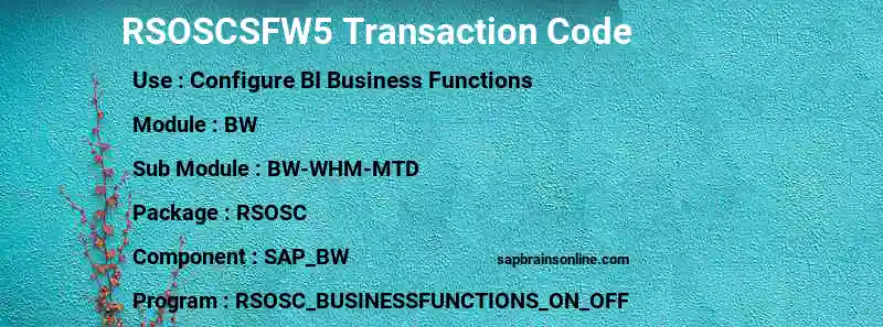 SAP RSOSCSFW5 transaction code