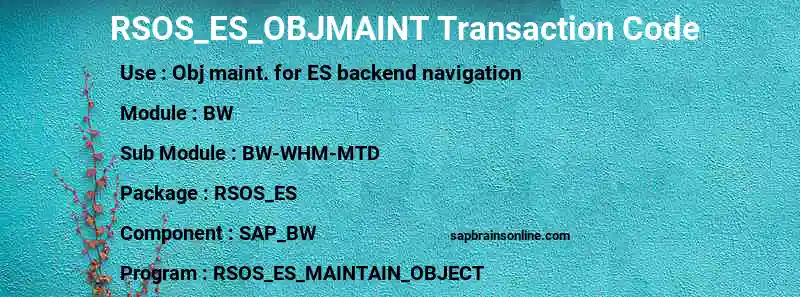 SAP RSOS_ES_OBJMAINT transaction code