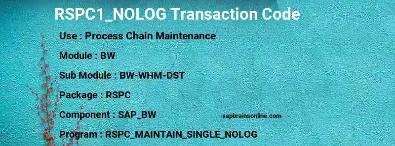 SAP RSPC1_NOLOG transaction code