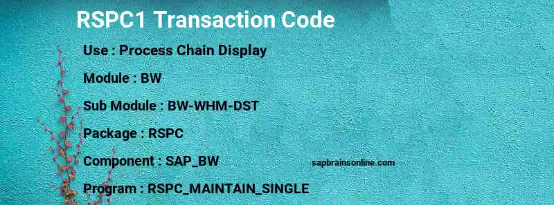 SAP RSPC1 transaction code