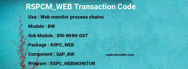SAP RSPCM_WEB transaction code