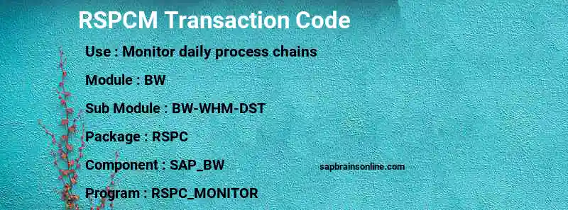 SAP RSPCM transaction code