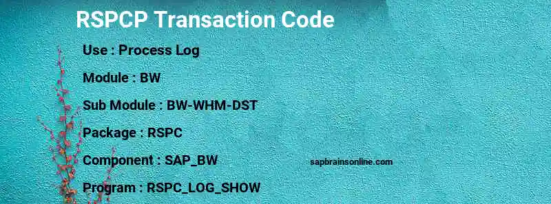 SAP RSPCP transaction code