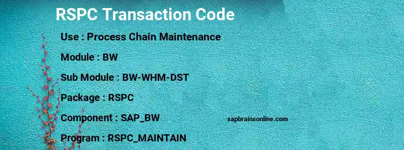 SAP RSPC transaction code