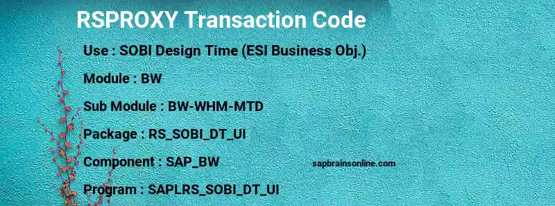 SAP RSPROXY transaction code