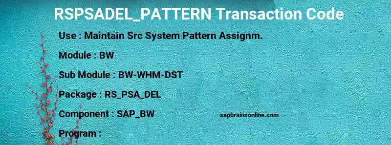 SAP RSPSADEL_PATTERN transaction code
