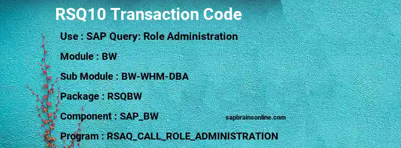 SAP RSQ10 transaction code