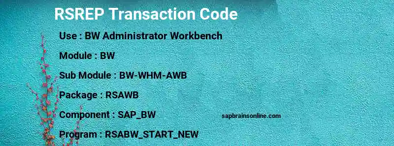 SAP RSREP transaction code
