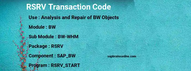 SAP RSRV transaction code